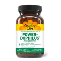 Thumbnail for Country Life Power-Dophilus Dairy-Free Multi-Strain Probiotic 12 Billion CFUs, 100 Vegan Capsules, Certified Gluten Free, Certified Vegan