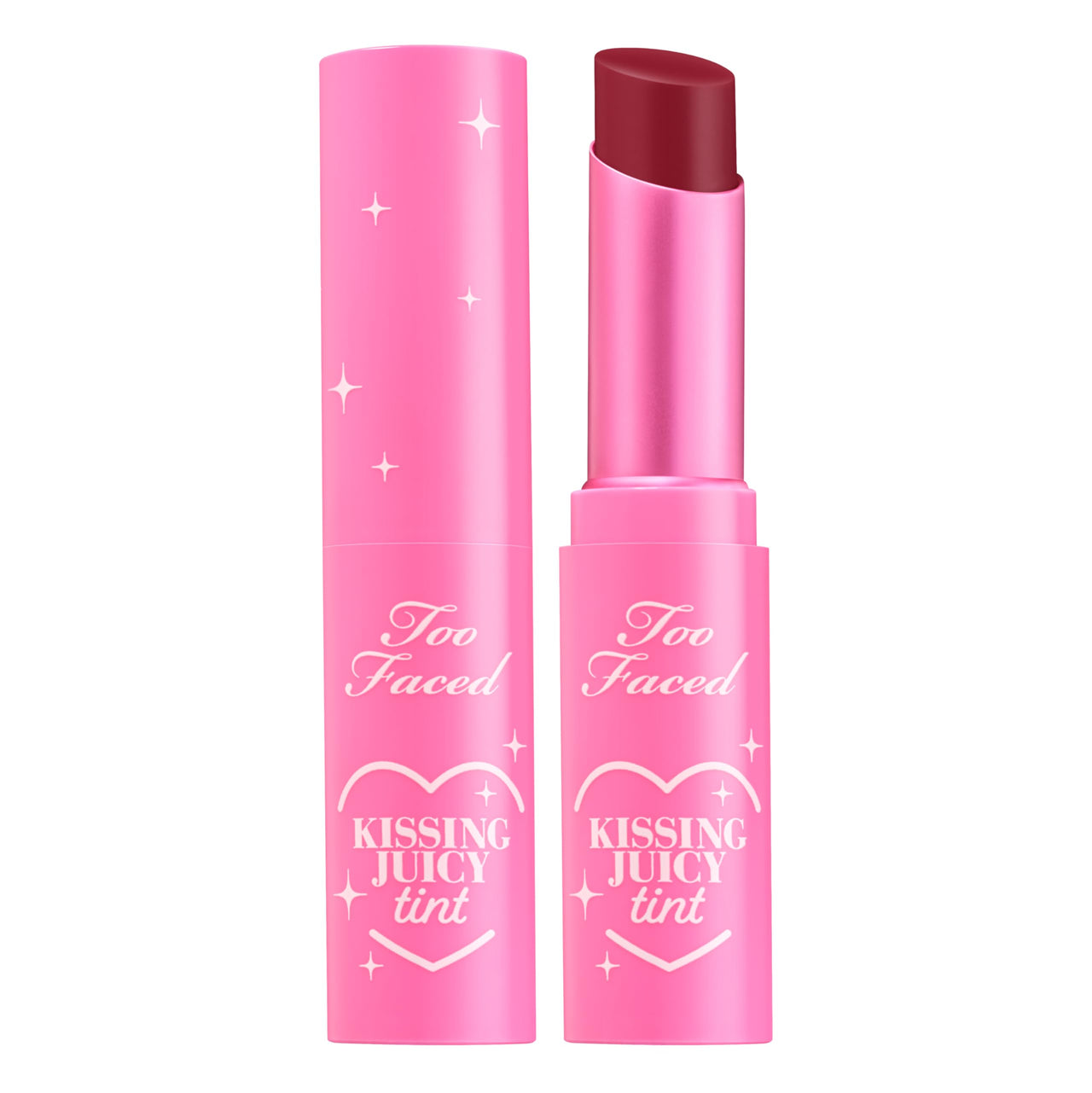 Too Faced Kissing Juicy Tint Lip Balm | Hydrating, Long Lasting Lip Stain for Instant Color + Shine with Juicy Scents, 0.10 Ounce, Raspberry