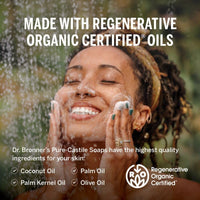 Thumbnail for Dr. Bronner's Pure-Castile Magic Liquid Soap - Made with Regenerative Organic Certified Oils- 18-in-1 Uses for Face, Body, Hand, Hair, Laundry & More- Vegan, Non-GMO- Body Wash- Peppermint,32oz