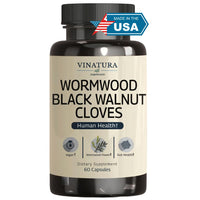 Thumbnail for VINATURA Wormwood Black Walnut Clove Capsules - Cleanse, Detox, Intestinal Guard Formula Supplement for Humans, with Wormwood herb, Black Walnut Extract Combination, 60 Capsules