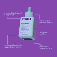 Thumbnail for BYOMA Brightening Serum - Barrier Repair Serum - Brightening & Hydrating Face Serum with Hyaluronic Acid, Niacinamide & Ceramides - Hyaluronic Acid Serum For Face, Glowing, Radiant Skin - 1.01 fl. oz