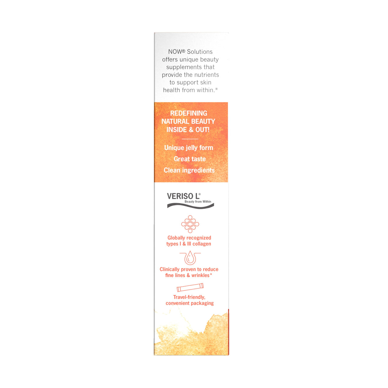 Now Foods Solutions, Collagen Jelly Beauty Complex, Sweet Orange Flavor, 10 Jelly Sticks