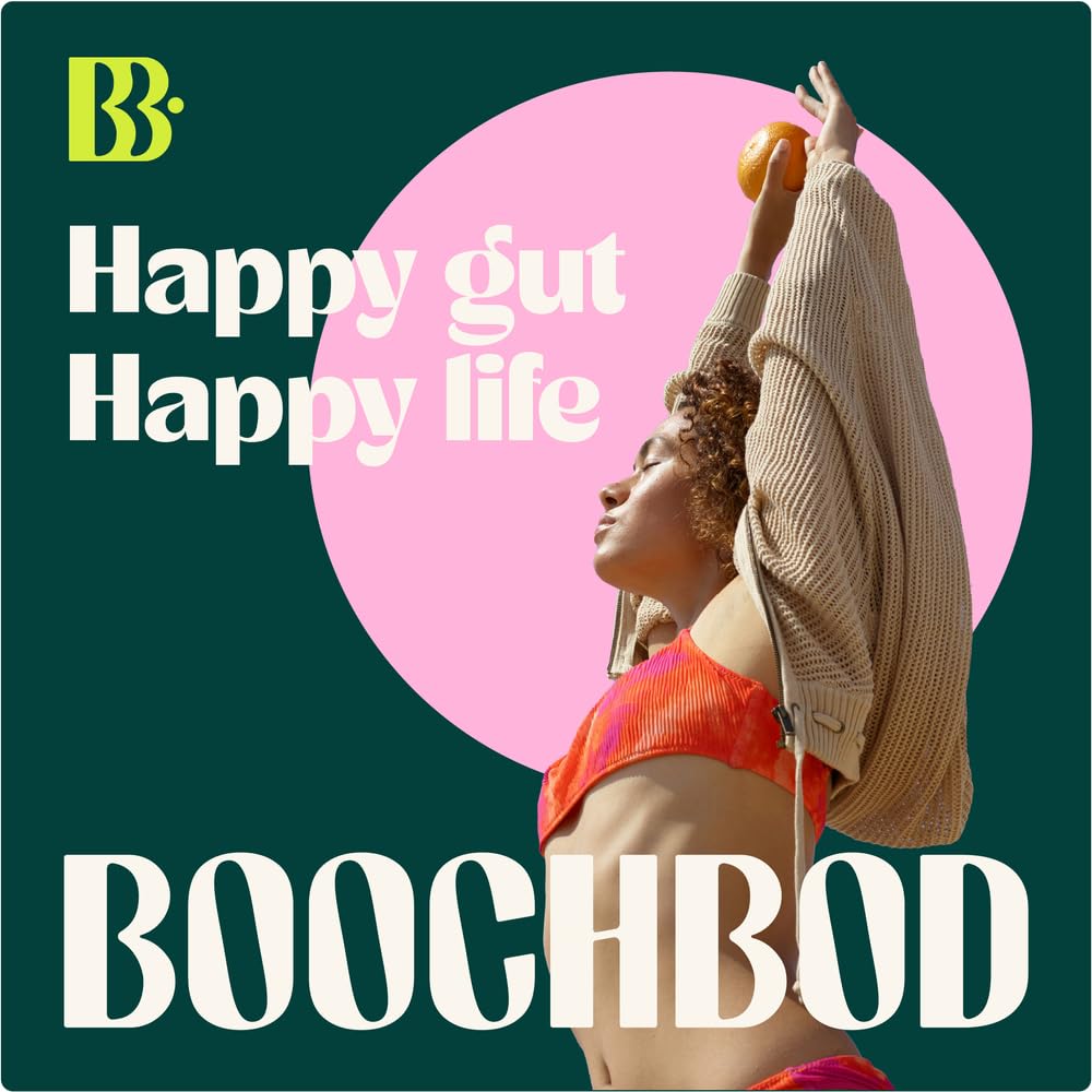 BoochBod - Probiotic Kombucha Gummy - Prebiotics, Probiotics, Postbiotics, Fiber Supplement, Slippery Elm, Dandelion Root, MCT Oil, for Bloating, Gut Health - Probiotics for Women and Men