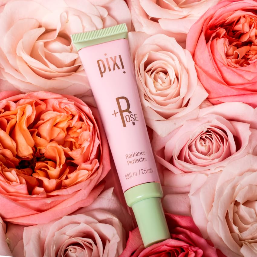 Pixi Beauty +Rose Radiance Perfector | Multitasking Brightening & Blurring Primer with Rose Water, Ceramide NP & Hyaluronic Acid | Luminous Skin Primer & Glowy Complexion Enhancer | 0.8 fl oz/ 25 ml