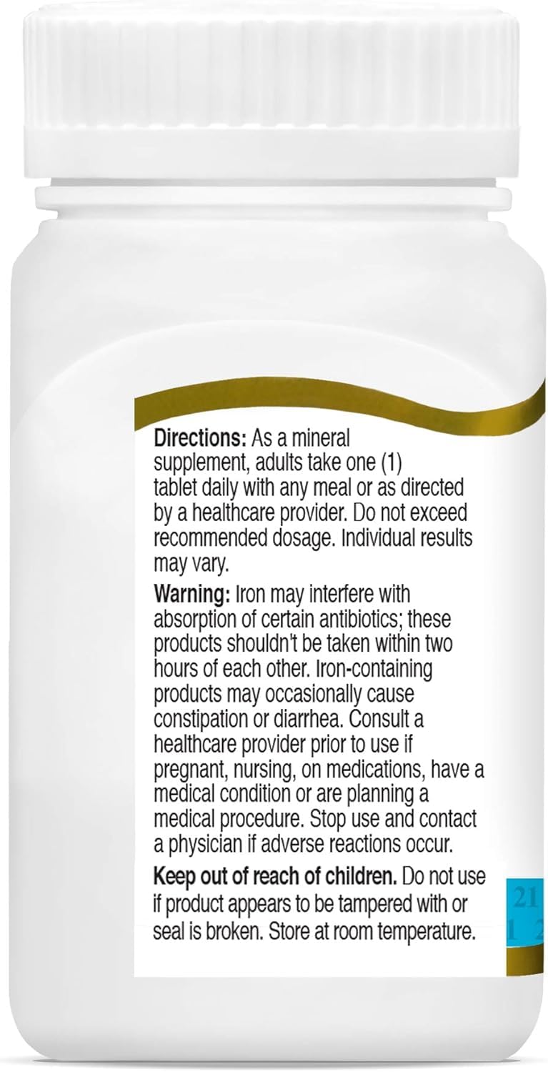 21st Century Iron 65 mg Ferrous Sulfate 325 mg Tablets, 120 Count