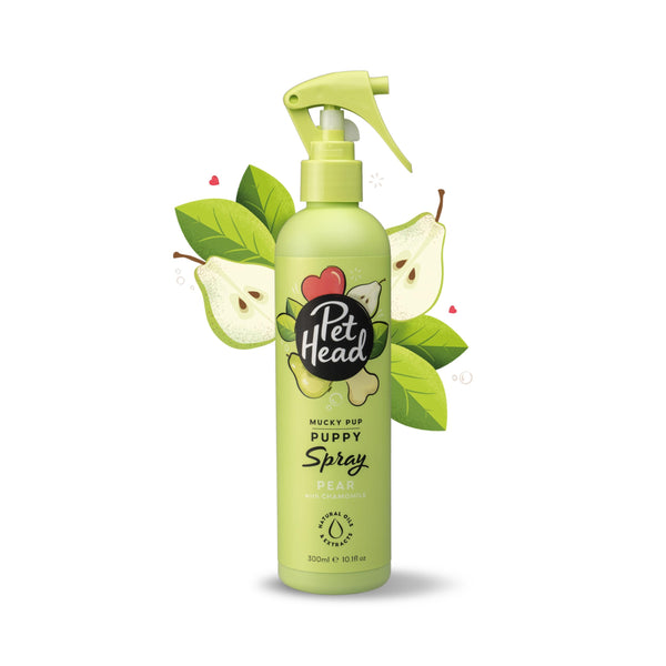 Pet Head Mucky Pup Puppy Deodoriser Spray | Pear Scent | Shampoo Conditioner Spray for Puppies from 8 Weeks | Vegan | pH-Neutral | Gentle Formula for Puppies | Made in USA | 10.1 fl. oz.