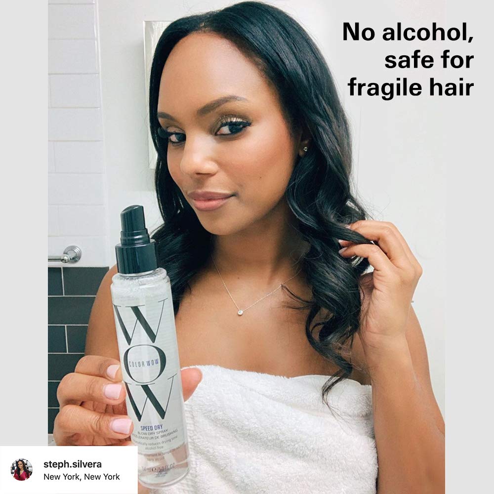 COLOR WOW Speed Dry Blow Dry Spray â€“ Cut Blow Dry Time by 30% | Heat Protectant, Prevent Breakage | Cruelty-Free & Gluten-Free