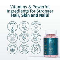 Thumbnail for WEEM Hair Skin and Nails Gummies - Supports Healthy Hair - Vegan biotin Vitamins for Women & Men Supports Faster Hair Growth, Stronger Nails, Healthy Skin, Extra Strength (1)