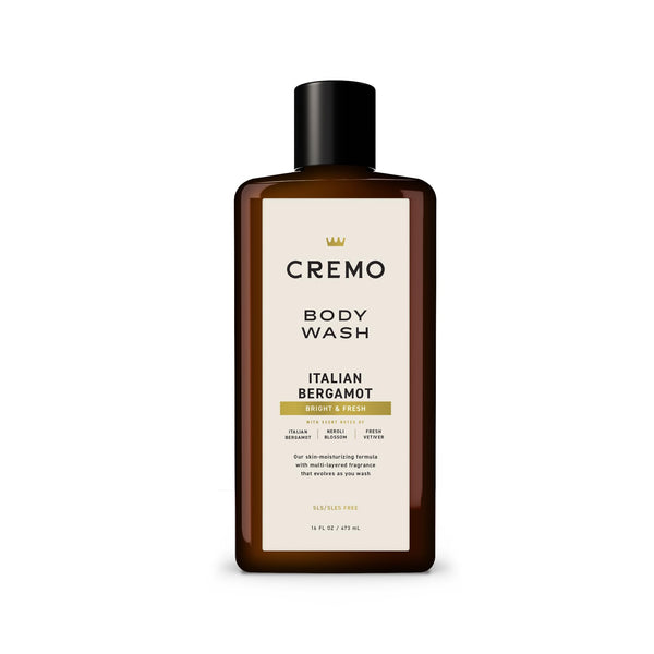 Cremo Body Wash Men, Notes of Italian Bergamot, Neroli Blossom, and Fresh Vetiver, Rich-Lathering Italian Bergamot, 16 Fl Oz