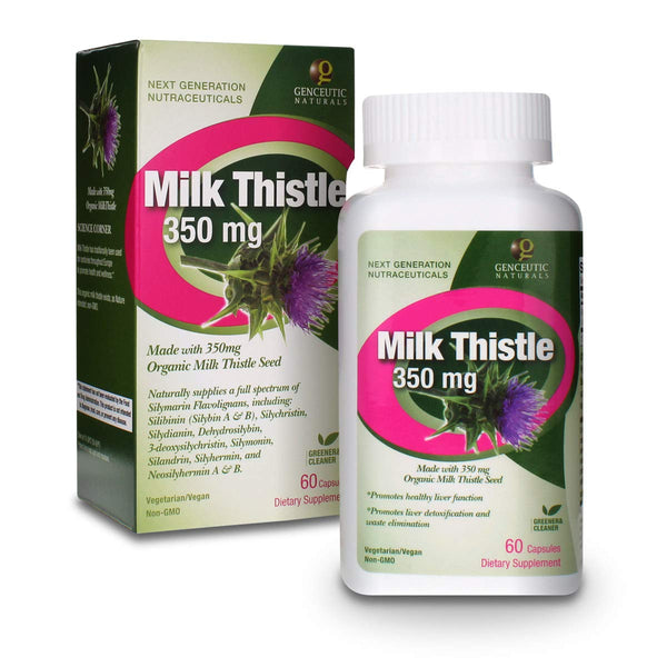 Genceutic Naturals - Milk Thistle Organic 350 mg 60 Capsules | Promotes Healthy Liver Function | Natural Detox | Cleanser | Digestive Support