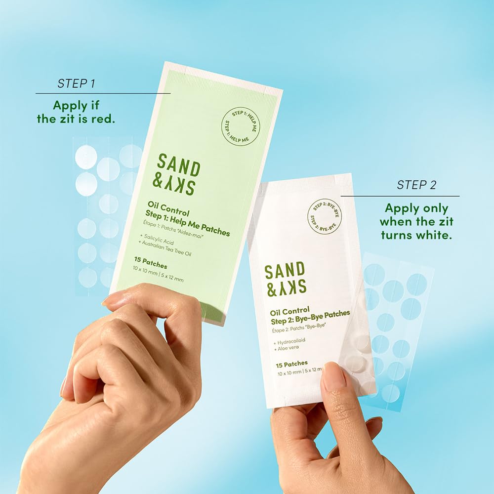 Sand & Sky Pimple Patches for Face Hydrocolloid Acne Patches with Salicylic Acid & Tea Tree Oil - Blemish Spot Patches for Whiteheads, 75 Patches