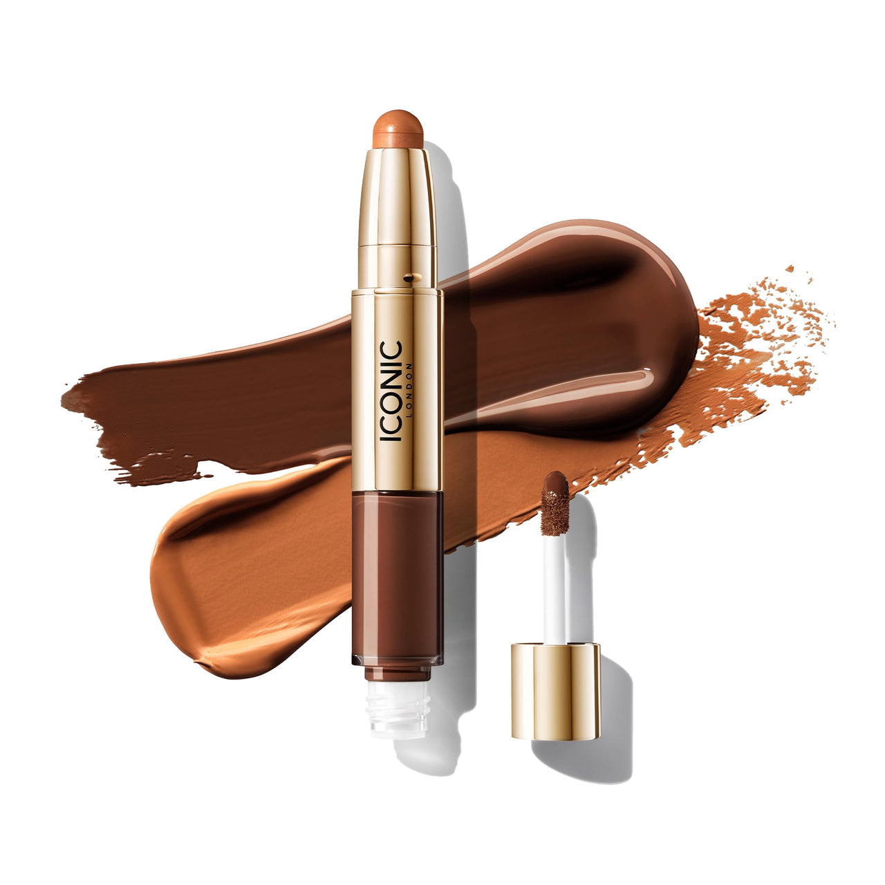 ICONIC LONDON Radiant Concealer & Brightening Duo | Creamy Liquid + Brightening Crayon Dual Ended Concealer, Cruelty Free, Vegan Makeup (Neutral Rich) 0.08 oz