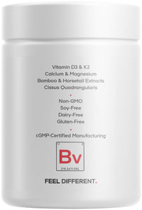 Thumbnail for Codeage Bones Vitamins+ - Vitamin D3 & K2, Vitamin C, Calcium, Magnesium, Zinc, Hesperidin, L-Lysine, Manganese, Bamboo, Horsetail, Cissus, Boron, Trans-Resveratrol, Non-GMO Supplement - 90 Capsules