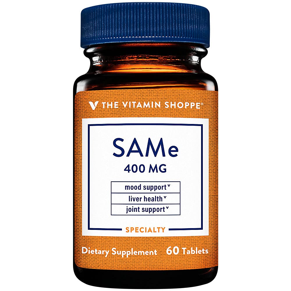 The Vitamin Shoppe SAM-e 400mg - Mood Joint & Liver Support | S-Adenosyl Methionine | 60 Enteric Coated Tablets | Pharmaceutical Grade