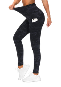 Thumbnail for THE GYM PEOPLE Thick High Waist Yoga Pants with Pockets, Tummy Control Workout Running Yoga Leggings for Women (Medium, Black-Grey Camo)