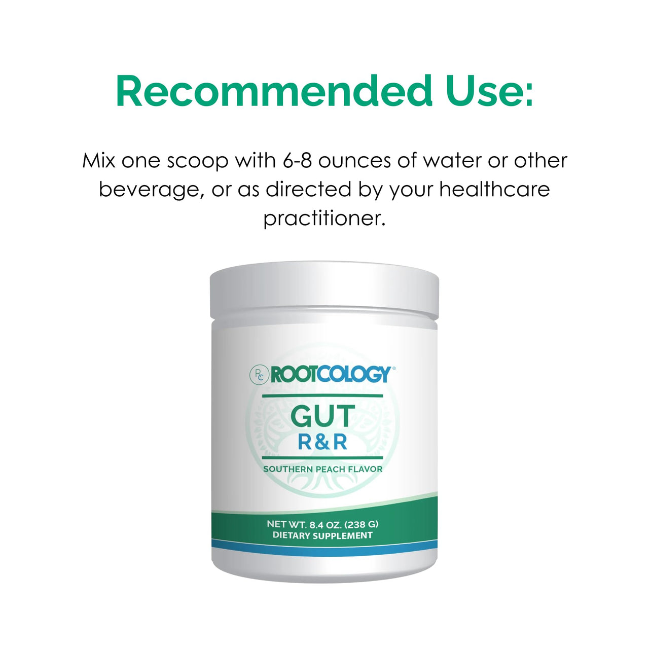 Rootcology by Dr. Izabella Wentz | Gut R&R | Support Gastrointestinal Function and Regularity with Zinc, Licorice, Aloe Vera, and Slippery Elm Extract | Southern Peach Flavor | 238g 28 Servings