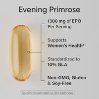 Thumbnail for Sports Research Evening Primrose Oil (1300mg) Cold-Pressed with No fillers or Artificial Ingredients, Non-GMO Tested - Gluten and Soy Free (120 Liquid Softgels)