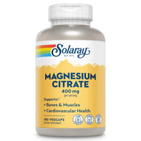 Thumbnail for SOLARAY Magnesium Citrate 400mg - Magnesium Supplement - Bone Health, Muscle, Relaxation and Heart Health Support - Vegan, Gluten Free - 60 Servings, 180 VegCaps