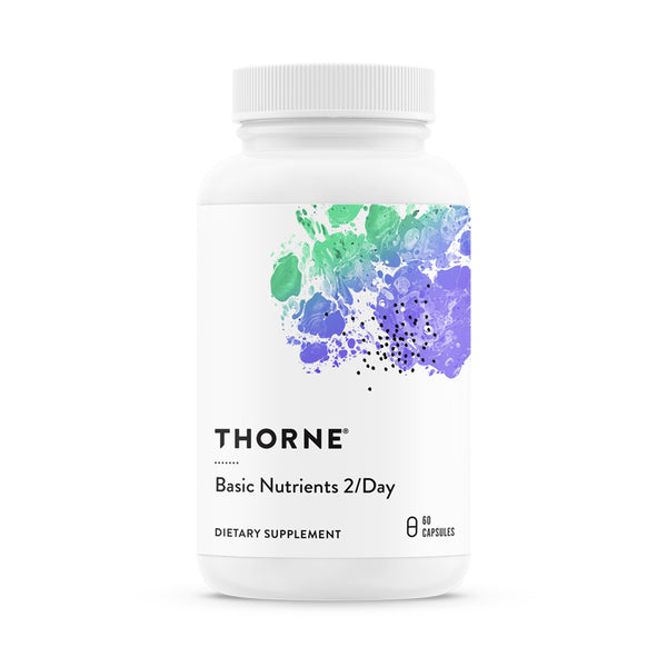 THORNE - Basic Nutrients 2/Day - Comprehensive Daily Multivitamin with Optimal Bioavailability - Vitamin & Mineral Formula - Gluten, Dairy & Soy-Free - 60 Capsules - 30 Servings
