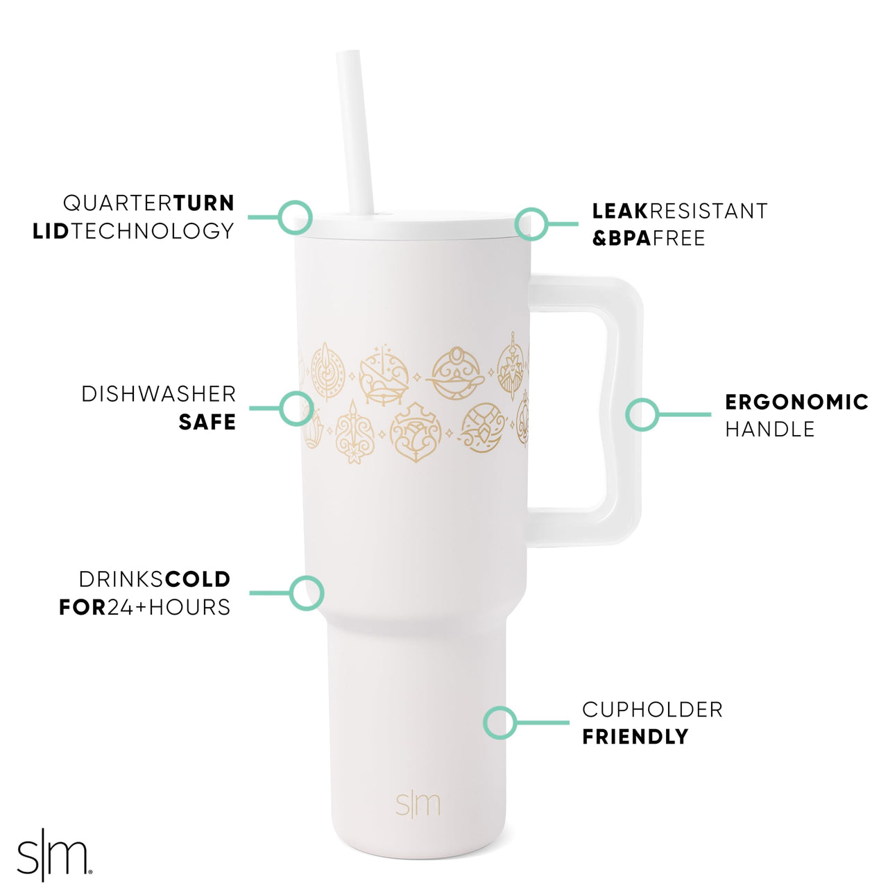 Simple Modern Disney 40 oz Tumbler with Handle and Straw Lid | Insulated Reusable Stainless Steel Water Bottle Travel Mug | Gifts for Women Men Him Her | Trek Collection | 40oz | Seal of a Princess