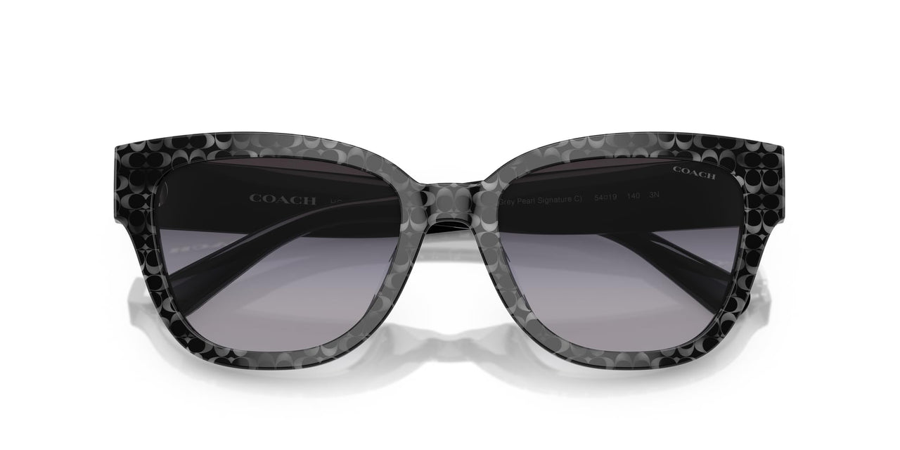 Coach HC8379U Universal Fit Sunglasses, Grey Pearl Signature C/Grey Gradient, 54 mm