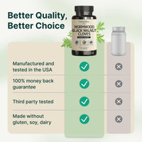 Thumbnail for VINATURA Wormwood Black Walnut Clove Capsules - Cleanse, Detox, Intestinal Guard Formula Supplement for Humans, with Wormwood herb, Black Walnut Extract Combination, 60 Capsules