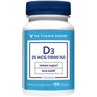 Thumbnail for Vitamin D3 1000IU Softgel, Supports Bone & Immune Health, Aids in Cellular Growth & Calcium Absorption, Gluten Free & Once Daily Formula (100 Softgels) by The Vitamin Shoppe