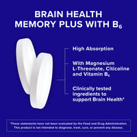 Thumbnail for Qunol Brain Health Memory Plus with B6, Magnesium L-Threonate & Citicoline, Clinically Tested Ingredients to Improve Memory, Focus, Attention and Productivity, 60 Count (Pack of 1)