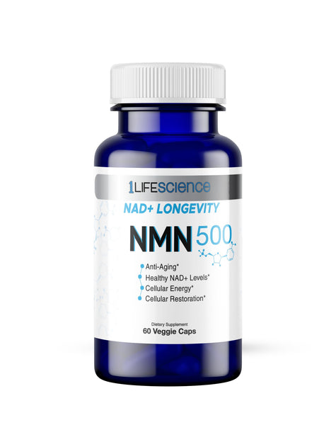 1LifeScience NMN500 Nicotinamide Mononucleotide Supplement â€“ 500mg per Serving â€“ NAD+ Longevity & Cellular Energy Support â€“ cGMP Made in USA â€“ 60 Veg Capsules