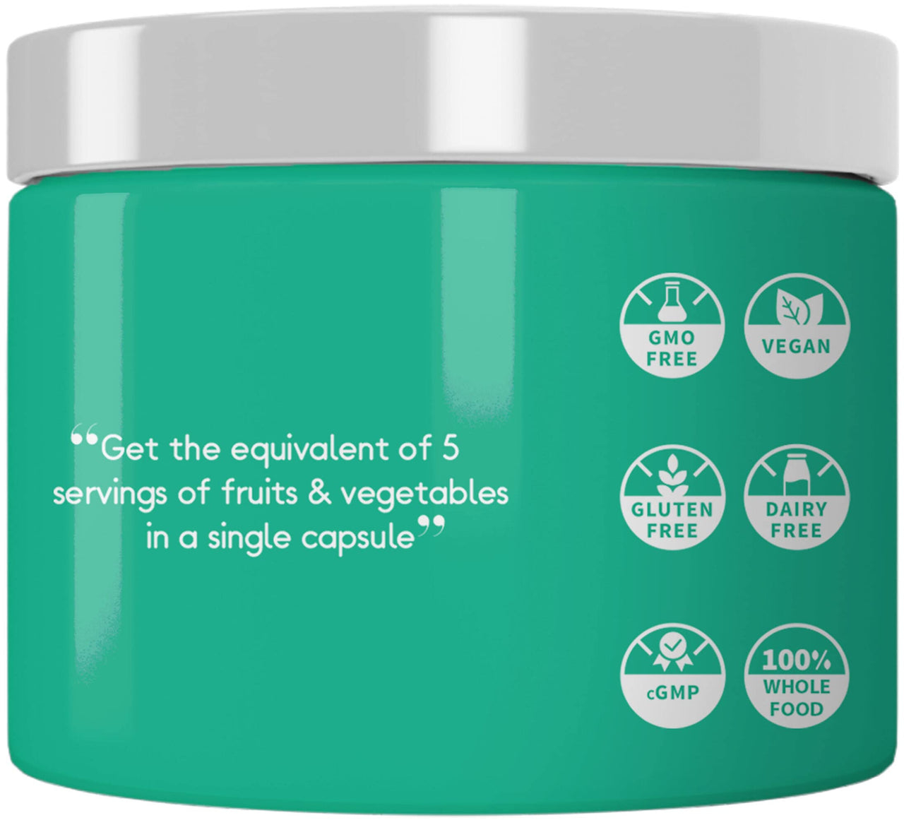 Codeage 5 Servings of Fruits & Veggies Equivalent in 1 Single Capsule, Whole Food Non-GMO, 15 Greens & Fruits All-in-One Pill, Eat Vegetables for Wellness Vegan Vitamins Supplement, 60 ct