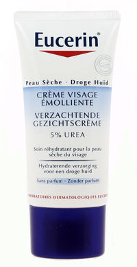 Thumbnail for Eucerin 5% Urea Smoothing Face Cream, 50ml - Hydrating Moisturizer for Dry Skin, Dye-Free, Adult