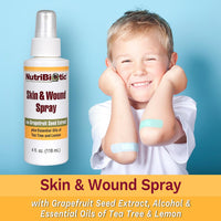 Thumbnail for NutriBiotic Skin & Wound Spray with GSE, 4 Fl Oz | Grapefruit Seed Extract Plus Tea Tree & Lemon Essential Oils | Helps Support Healthy Skin Tissue & Flush Irritants from Minor Wounds | Non-Medicated