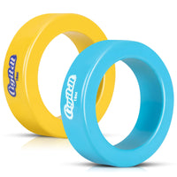 Thumbnail for CIGITDT 2 Pack Baseball and Softball Bat Weights - 16 oz Baseball Donuts for Adult + Youth Baseball Accessories- Fits All Standard Bats-Yellow & Blue