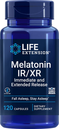 Thumbnail for Life Extension Melatonin IR/XR 120 Capsules - Immediate & 7 Hour Extended-Release - Night Time Supplement - Supports Staying Asleep - Non-GMO, Gluten-Free