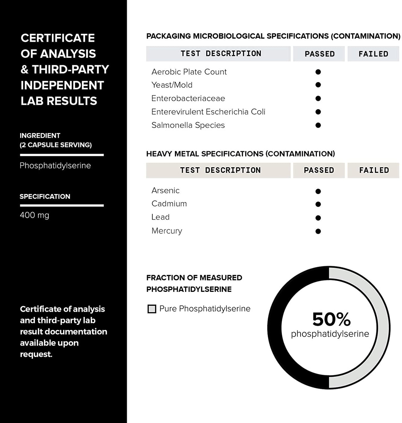 Toniiq Phosphatidylserine - 400mg Formula - World’s First 50% Purity - Highest Purity in The US - Soy Free Phosphatidylserine Supplement - 90 Veggie Capsules
