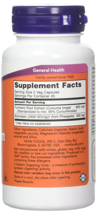 Thumbnail for Now Foods Turmeric & Bromelain, 90 Vegetable Capsule (2 Pack)