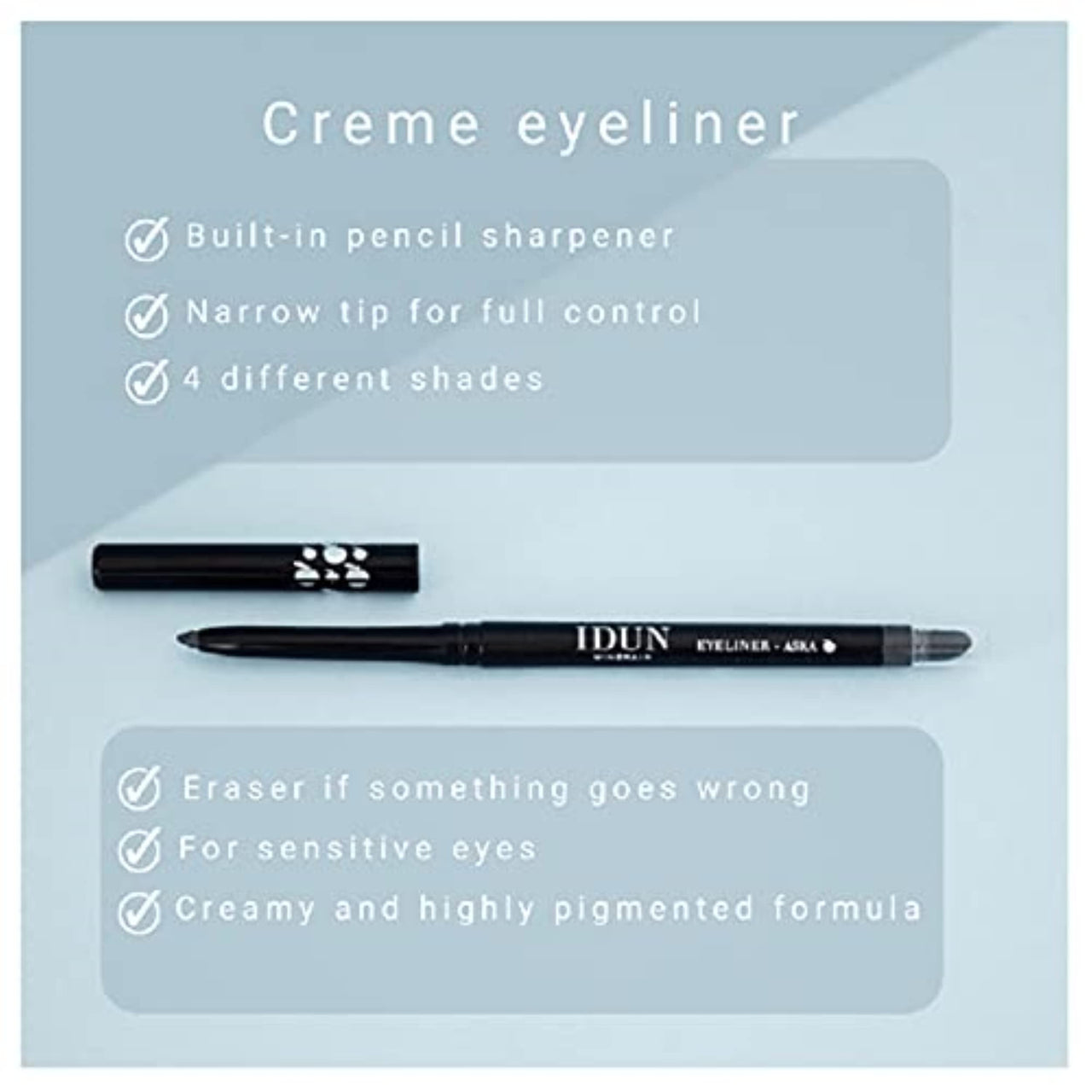 IDUN Minerals Creamy Eyeliner - Precision Pen for Flawless Eye Looks - Skin Nourishing Mineral Formula - Fine Tipped Point and Angled Smudging Tool for Sharp or Smoky Designs - 101 Lava - 0.012 oz