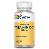 Thumbnail for SOLARAY Vitamin D3 10000IU (250 mcg) - High Potency Vitamin D Supplement for Men & Women, VIT D3 as Cholecalciferol, Bones and Immune Health Support Capsules - 60 Veg Caps