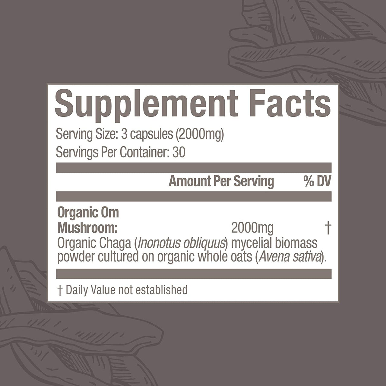 Om Mushroom Superfood Chaga Mushroom Capsules Supplement, Sacred Antioxidants & Immune Support, 90 Count, 30 Days