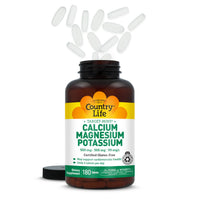 Thumbnail for Country Life Target Mins - Calcium Magnesium Potassium Bone & Heart Health Supplement, 1000mg Calcium, 500mg Magnesium, Supports Calcium Utilization, 180 Tablets – Certified Gluten Free & Vegan