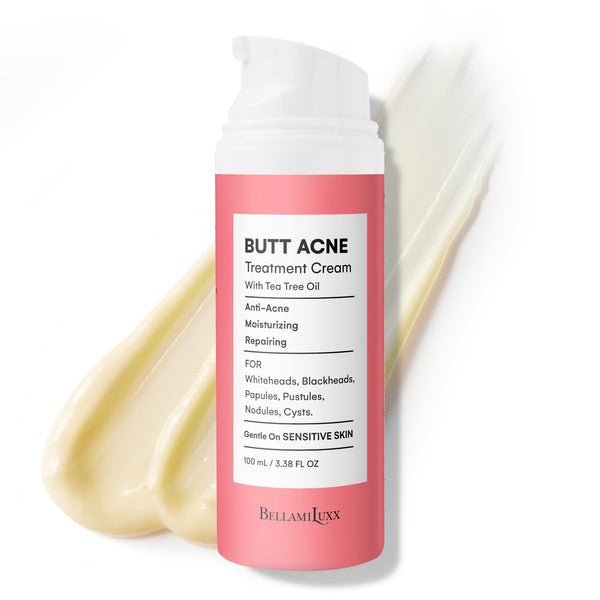 BellamiLuxx Butt Acne Clearing Treatment Cream: Body Acne Treatment for Folliculitis and Pimples on Buttocks, Thighs, and Body with 2% Salicylic Acid & Tea Tree Oil - Butt Cream for Smooth Skin