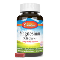 Thumbnail for Carlson Magnesium Soft Chews 125 mg Highly Absorbable Muscle Relaxation & Overall Health - Berries & Creme Flavor - 40 Vegetarian Soft Chews