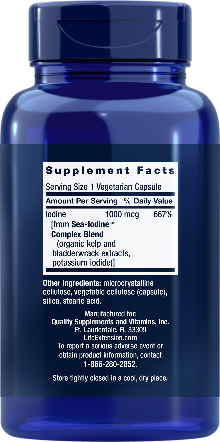 Life Extension Sea-Iodine Capsules, 1000 mcg, 150 Veg Caps, Natural Iodine Supplement from Kelp and Bladderwack