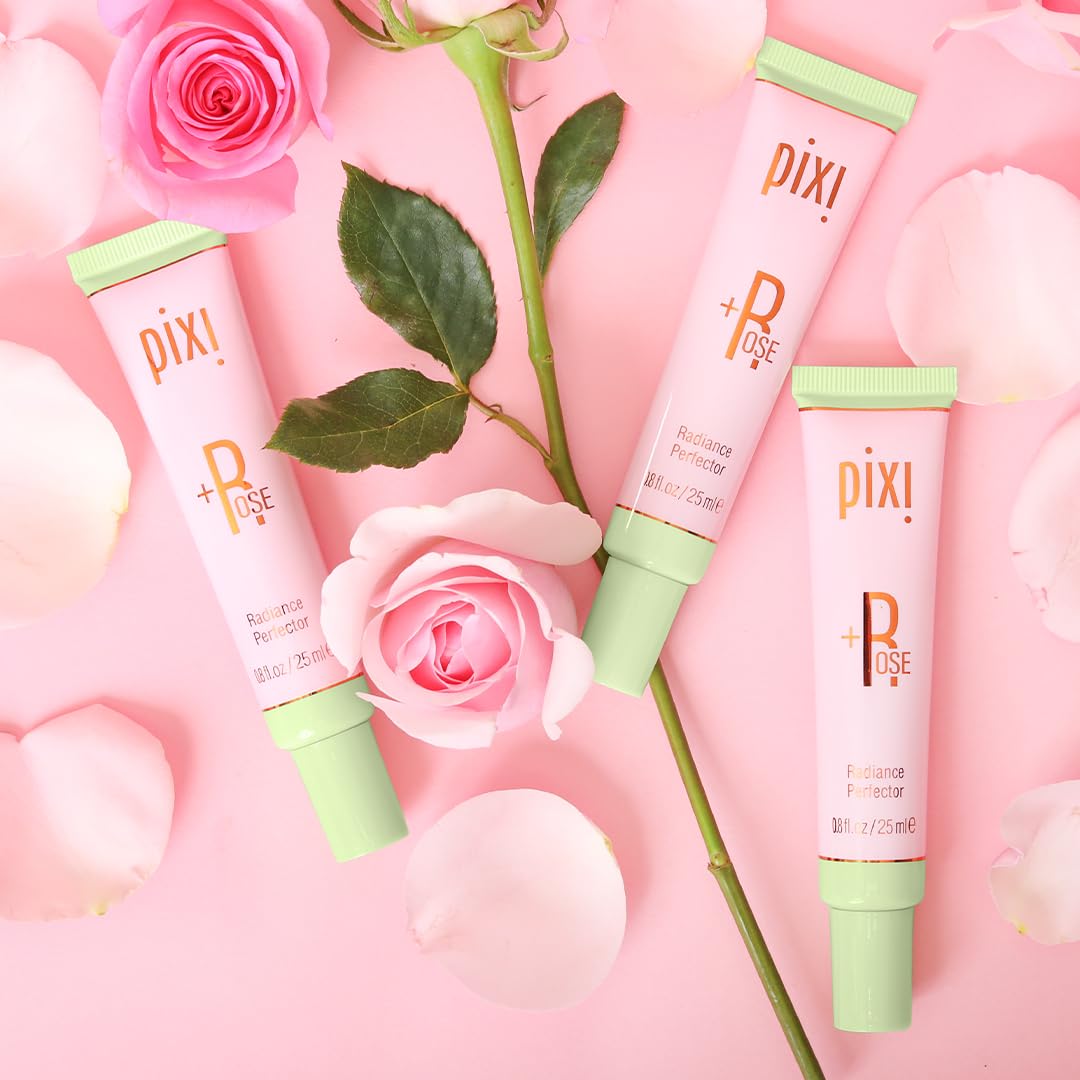 Pixi Beauty +Rose Radiance Perfector | Multitasking Brightening & Blurring Primer with Rose Water, Ceramide NP & Hyaluronic Acid | Luminous Skin Primer & Glowy Complexion Enhancer | 0.8 fl oz/ 25 ml