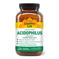 Thumbnail for Country Life Acidophilus Probiotic Supplement for Women & Men - Free from Common Allergens - 2.4 Billion CFUs to Support Digestive Health - Dairy-Free, Non-GMO, 250 Vegan Capsules