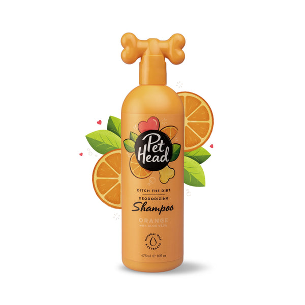 Pet Head Ditch The Dirt Dog Shampoo | Orange Scent | Deodorizing Shampoo for Smelly Dogs | Deep Cleans and Removes Odors | Vegan | Gentle Formula for Puppies | Made in USA | 16 fl. oz.