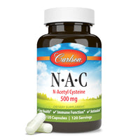 Thumbnail for Carlson - NAC, N-Acetyl Cysteine, 500mg, Liver Health, Immune Function, Antioxidant, 120 Vegetarian Capsules