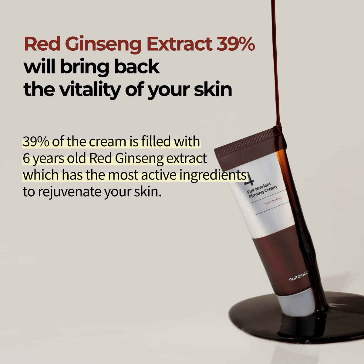 numbuzin No.4 Cream | Full-Nutrient Firming Cream | Skin Elasticity, Wrinkle Care, Anti-aging, Deeply Nourishing, Hydration | Red Ginseng, Panthenol, Niacinamide, Bifida | 2.02 fl. oz.
