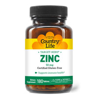 Thumbnail for Country Life Target-Mins Zinc 50 mg 180 Tablets - Zinc Supplements for Immune Health - Zinc 50mg - Zinc Support