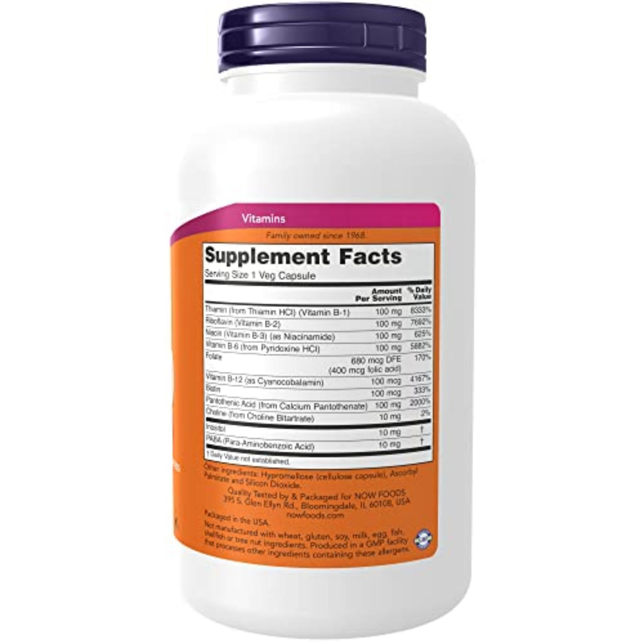 NOW Supplements, Vitamin B-100, Energy Production*, Nervous System Health*, 250 Veg Capsules